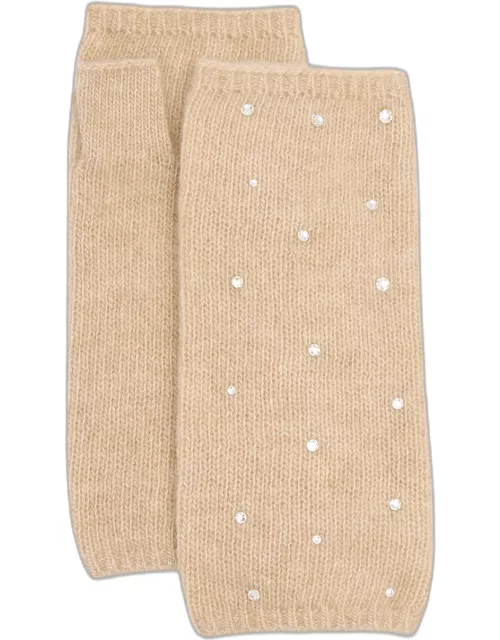 Cashmere Short Fingerless Gloves with Crystal Shimmer