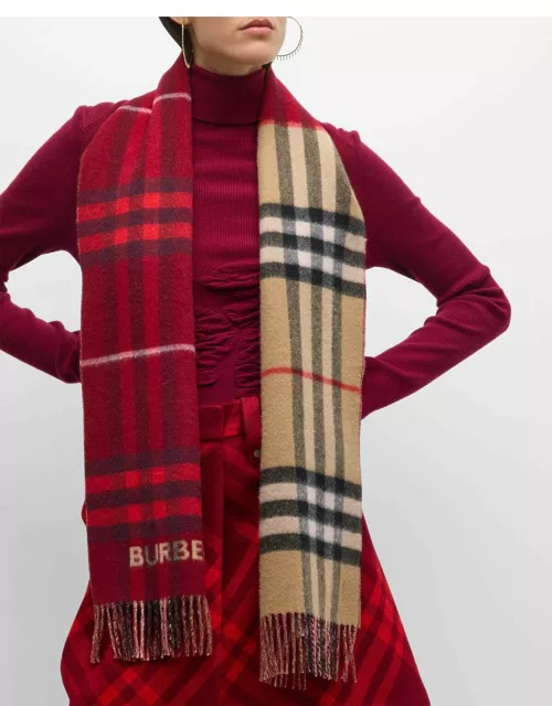 Red Check Cashmere Scarf