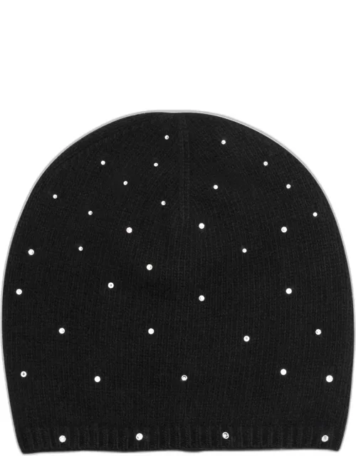 Cashmere Baggy Beanie with Scattered Swarovski Crystal