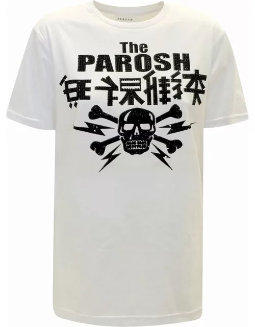 Parosh 002 Culmine White Cotton T-shirt