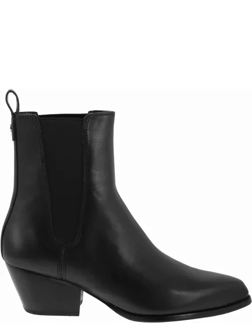 Michael Kors Kinlee Leather And Stretch Knit Ankle Boot