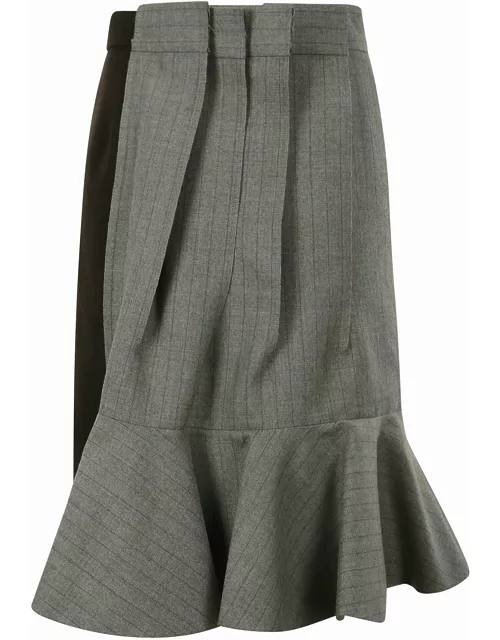 Sacai Wool Melton Mix Chalk Stripe Skirt
