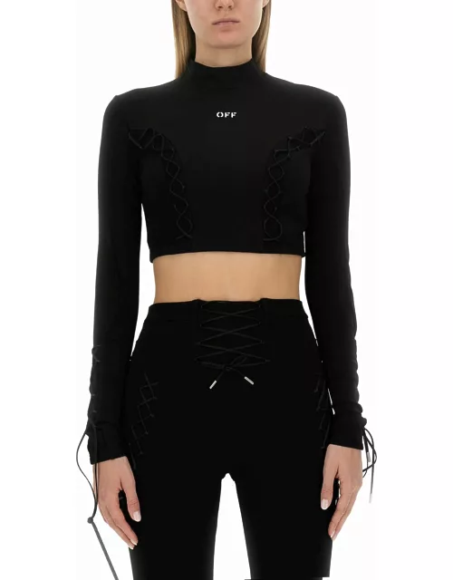 Off-White Lace-up L/s Turtleneck Top