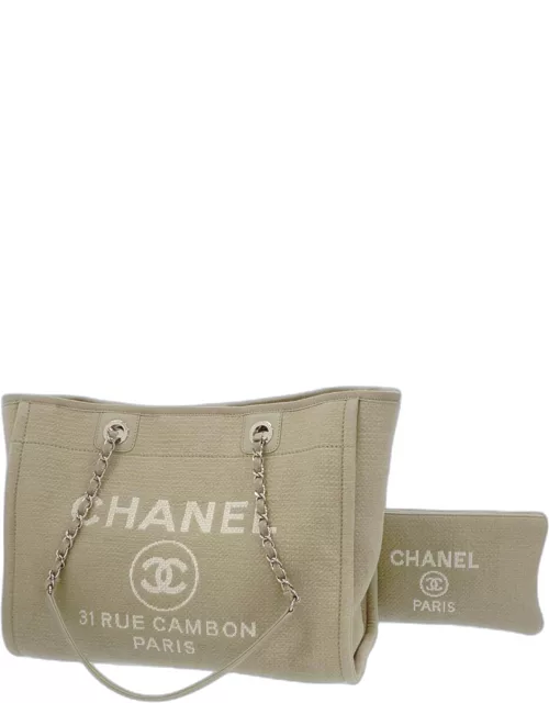 Chanel Beige Canvas Medium Deauville Tote Bag