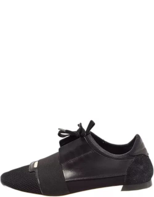 Balenciaga Black Leather and Mesh Race Runner Sneaker