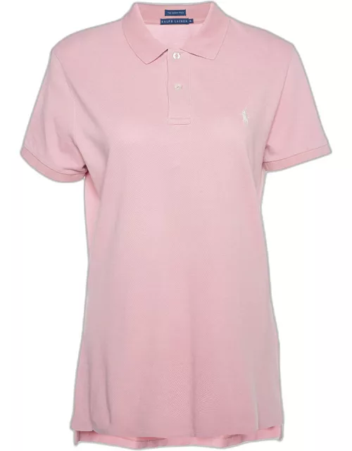 Ralph Lauren Pink Cotton Pique Skinny Polo T-Shirt