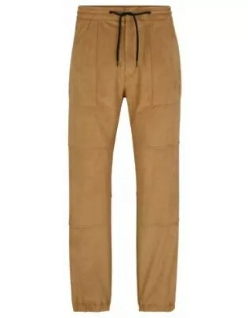 Cuffed regular-fit pants in faux suede- Light Beige Men's Casual Pant