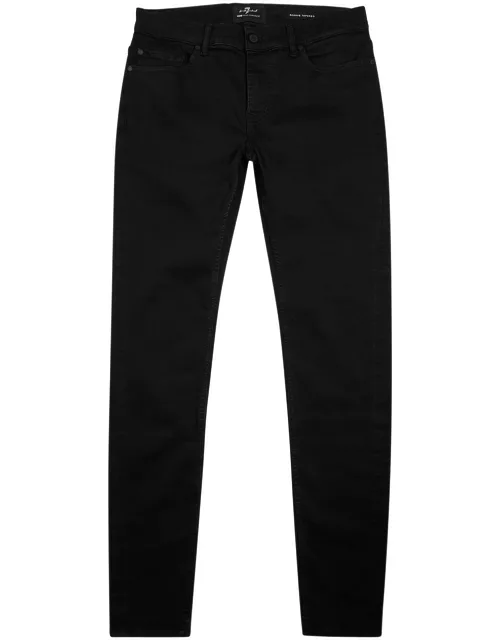 7 For All Mankind Ronnie Luxe Performance+ Tapered-leg Jeans - Black