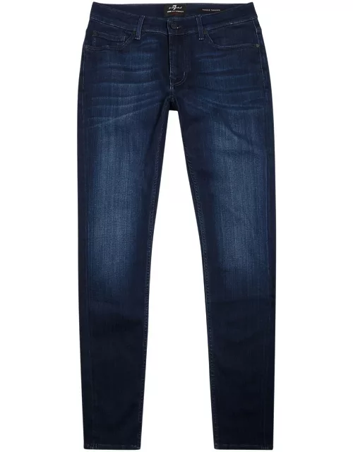 7 For All Mankind Ronnie Luxe Performance+ Tapered-leg Jeans - Dark Blue