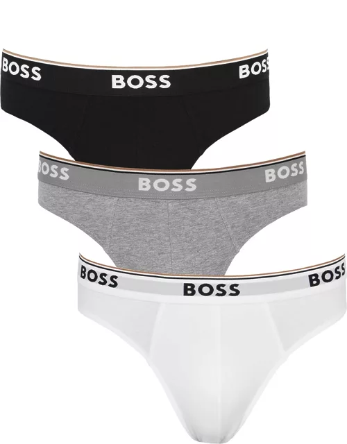 Boss Power Stretch-cotton Briefs - set of Three - Multicoloured