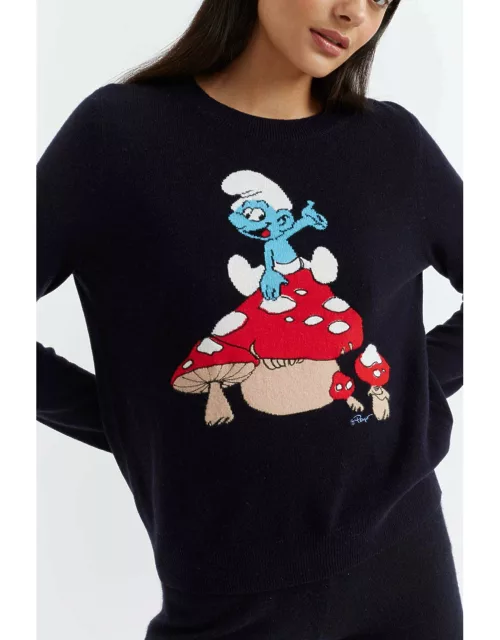 Navy Wool-Cashmere Magic Mushroom Sweater