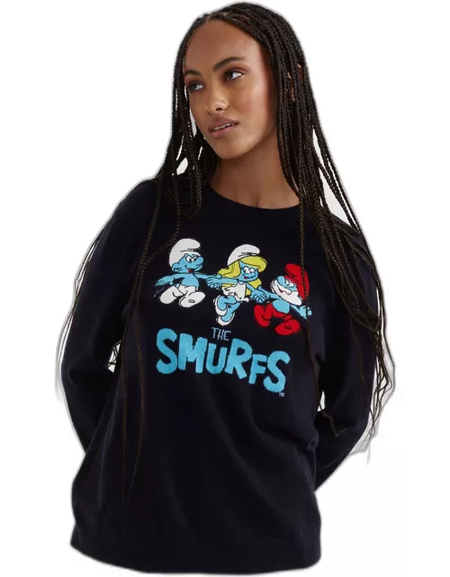 Navy Wool-Cashmere Smurfs Gang Sweater