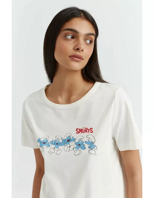 Cream Cotton Happy Smurfs T-shirt