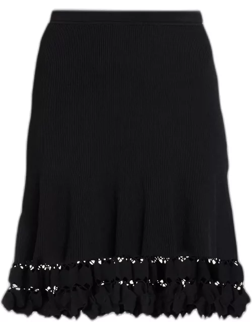 Danica Embellished-Hem Mini Knit Skirt