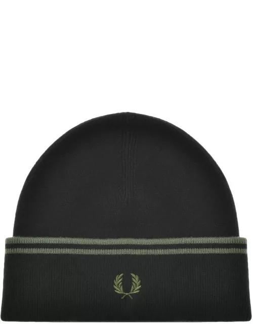 Fred Perry Twin Tipped Ribbed Beanie Hat Black