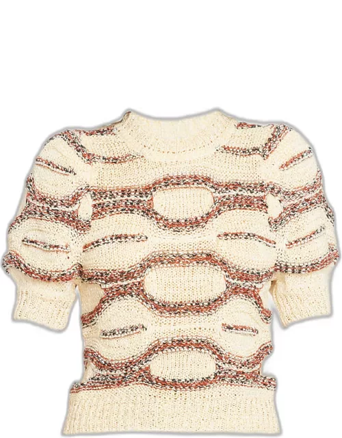 Alba Short-Sleeve Multicolor Crochet Top