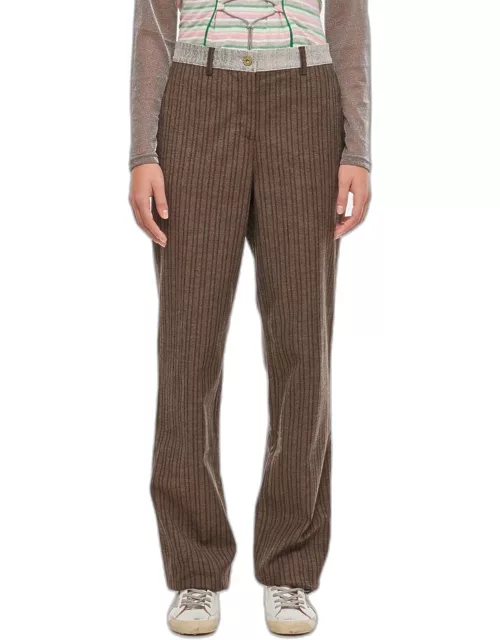 Vitelli Needle-punched Light-wool Straight Leg Trousers Brown