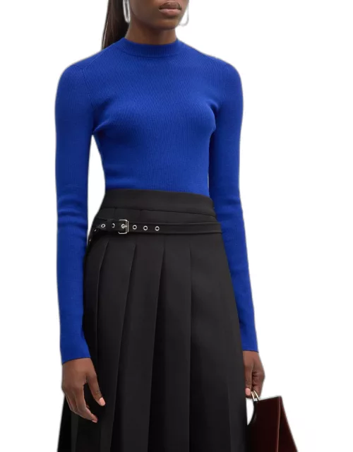 Fitted Mock-Neck Cashmere Sweater
