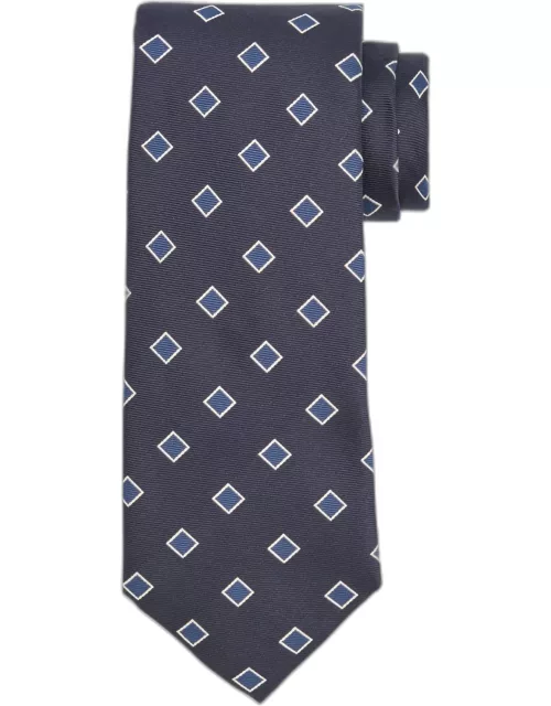 Men's Square-Print Silk 7-Fold Tie