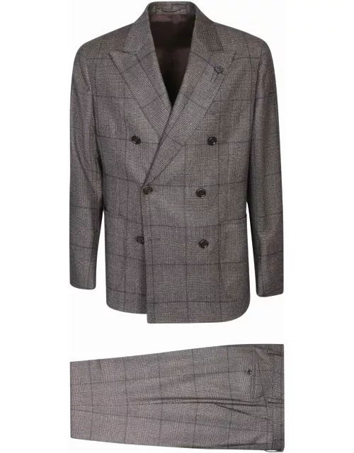 Lardini Check Pattern Double-breasted Suit
