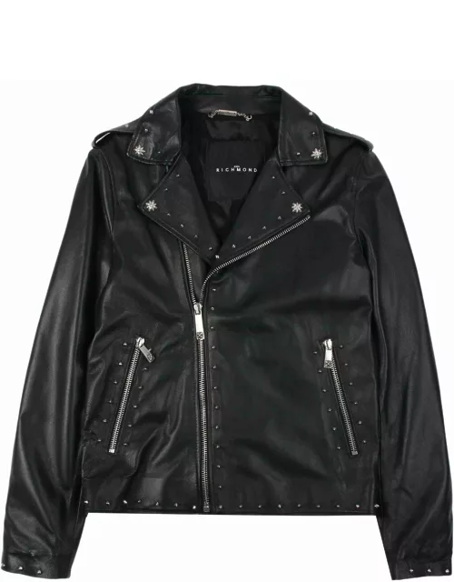 John Richmond Leather Jacket With Applications On The Back