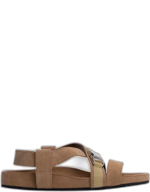 Suede Strappy Buckle Sporty Sandal