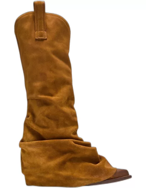 Suede Sleeve Tall Western Boot