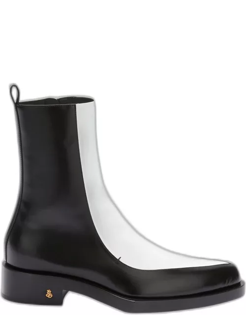 Bicolor Leather Ankle Boot
