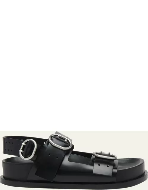 Leather Dual-Buckle Sporty Sandal
