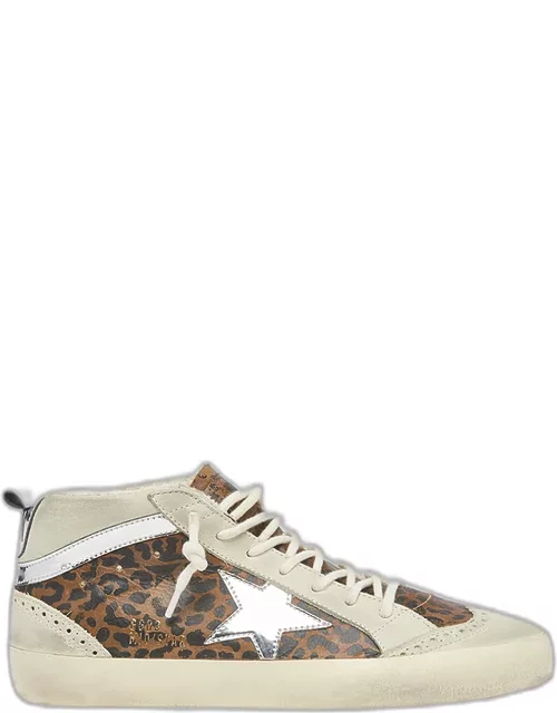 Mid Star Leopard Suede Wing-Tip Sneaker