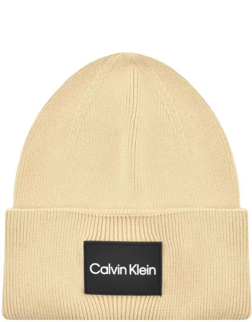 Calvin Klein Fine Cotton Rib Beanie Hat Beige