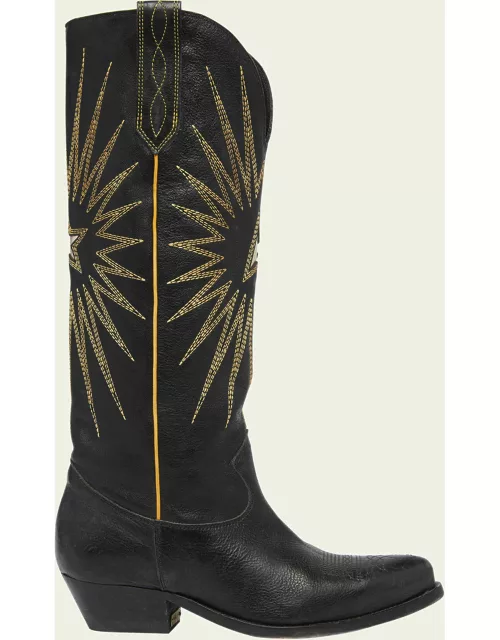 Wish Star Embroidered Leather Western Boot