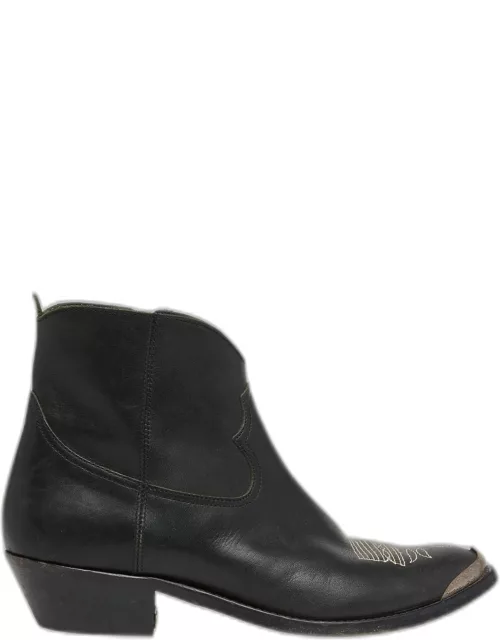 Young Leather Zip Cowboy Ankle Boot