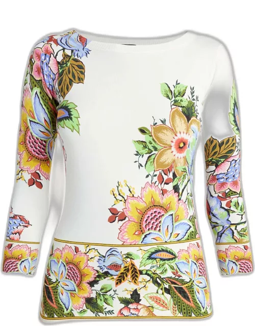 Tree of Life 3/4-Sleeve Stampa Croce Pullover