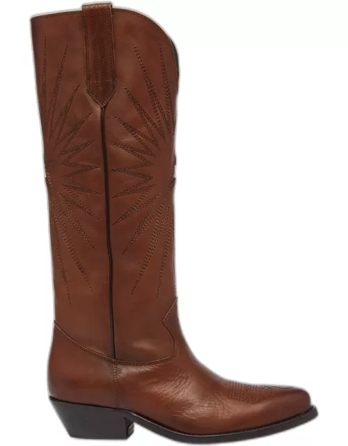 Wish Star Embroidered Leather Western Boot