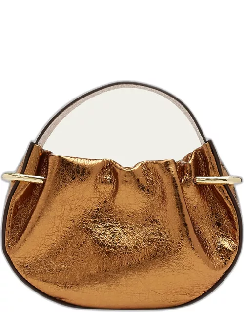 Tilda Mini Ruched Metallic Top-Handle Bag