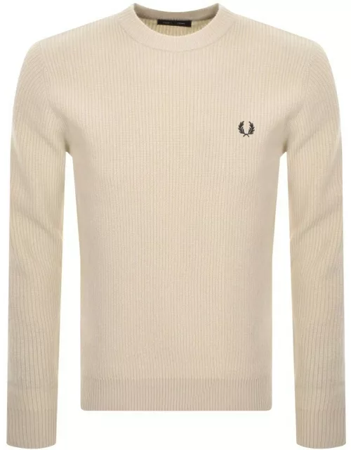 Fred Perry Crew Neck Lambswool Jumper Beige