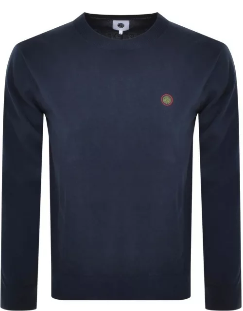 Pretty Green Cotton Tipped Knit Jumper Navy