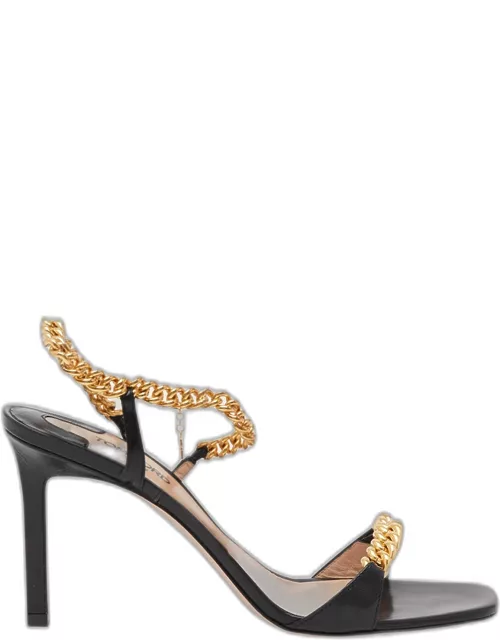 Zenith Ankle-Chain Charm Leather Sandal