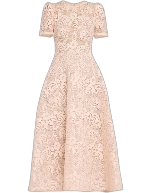 Lace Fit-Flare Midi Dres