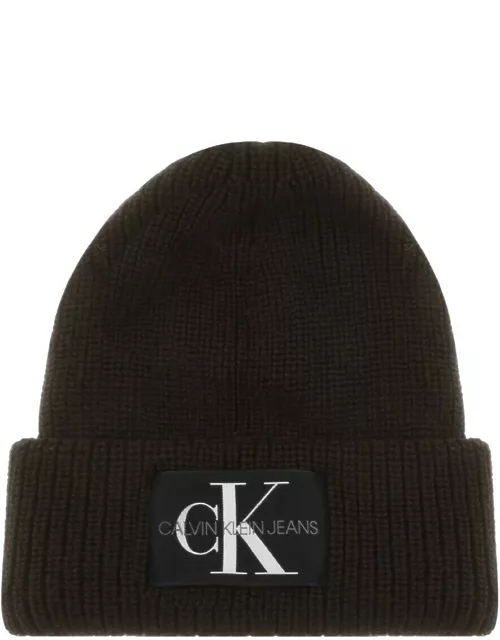 Calvin Klein Jeans Knit Beanie Hat Brown