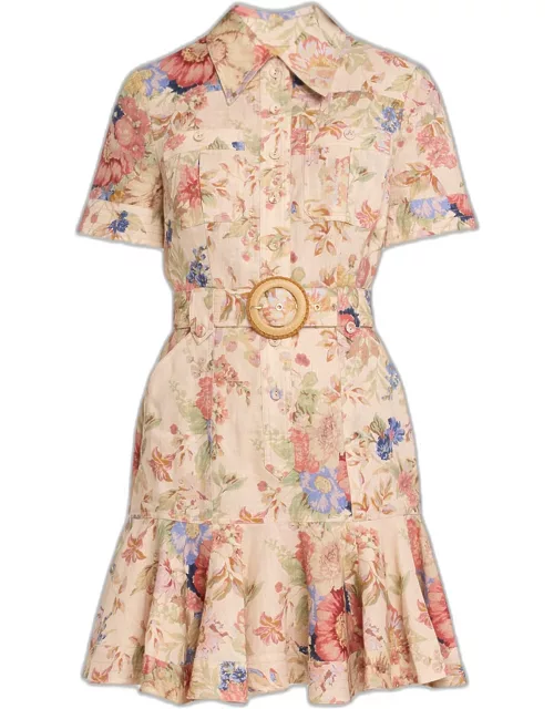 August Floral Belted Mini Dres
