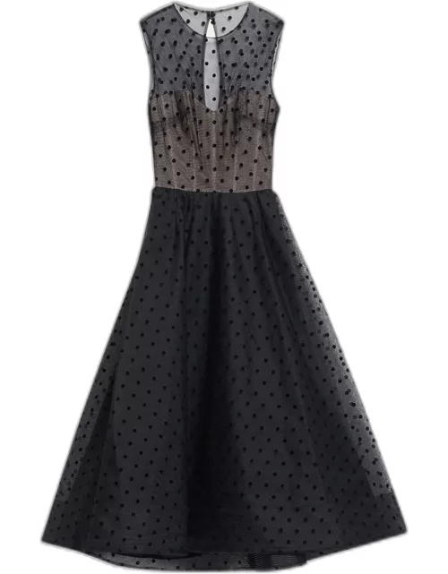 Dotted Tulle Midi Dres