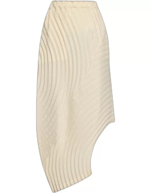 Curved Pleats Stripe Maxi Skirt