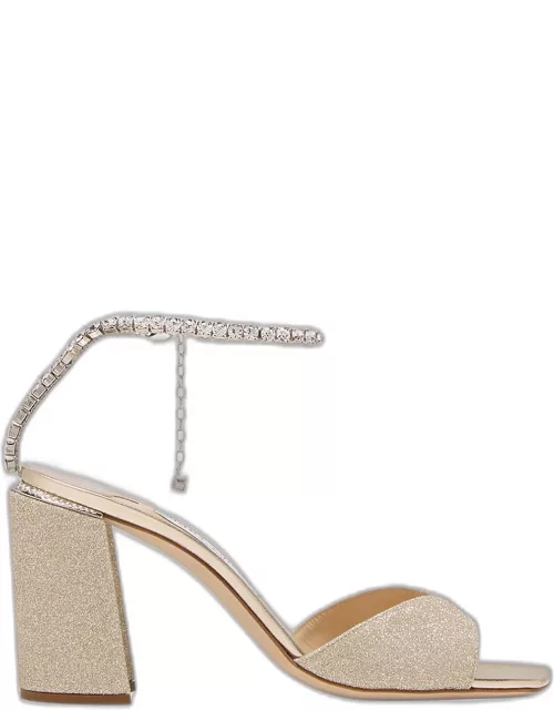 Saeda Glitter Crystal Ankle-Strap Sandal