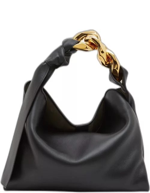 Small Chain Leather Hobo Bag