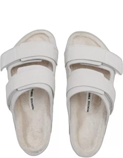 Birkenstock 1774 Uji Suede And Leather Slippers White