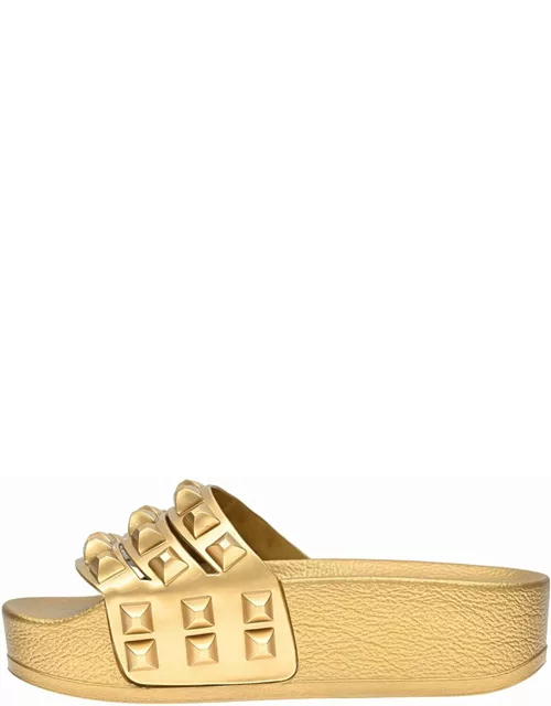 Carmen Platform Slides Sandals - Gold
