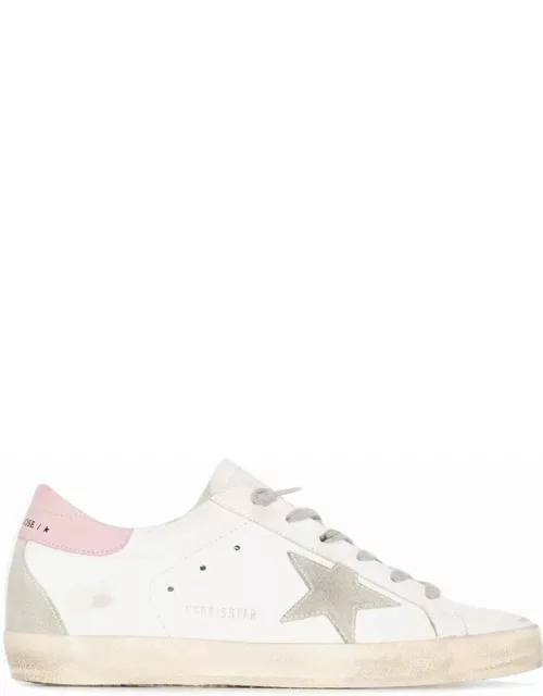 White Super-Star Sneakers with pink contrasting detai