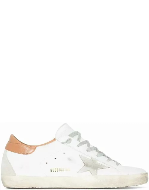 White Super-Star Sneakers with brown contrasting detai